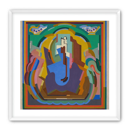 A figure under painted arches