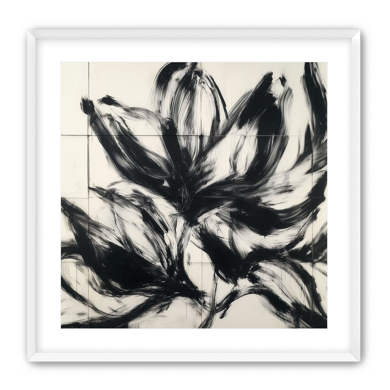 Black petals on pale grid