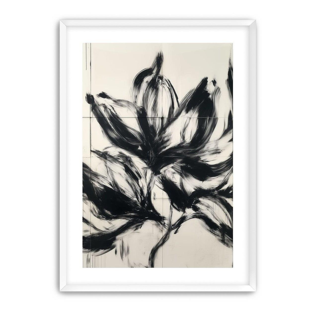 Black petals on pale grid