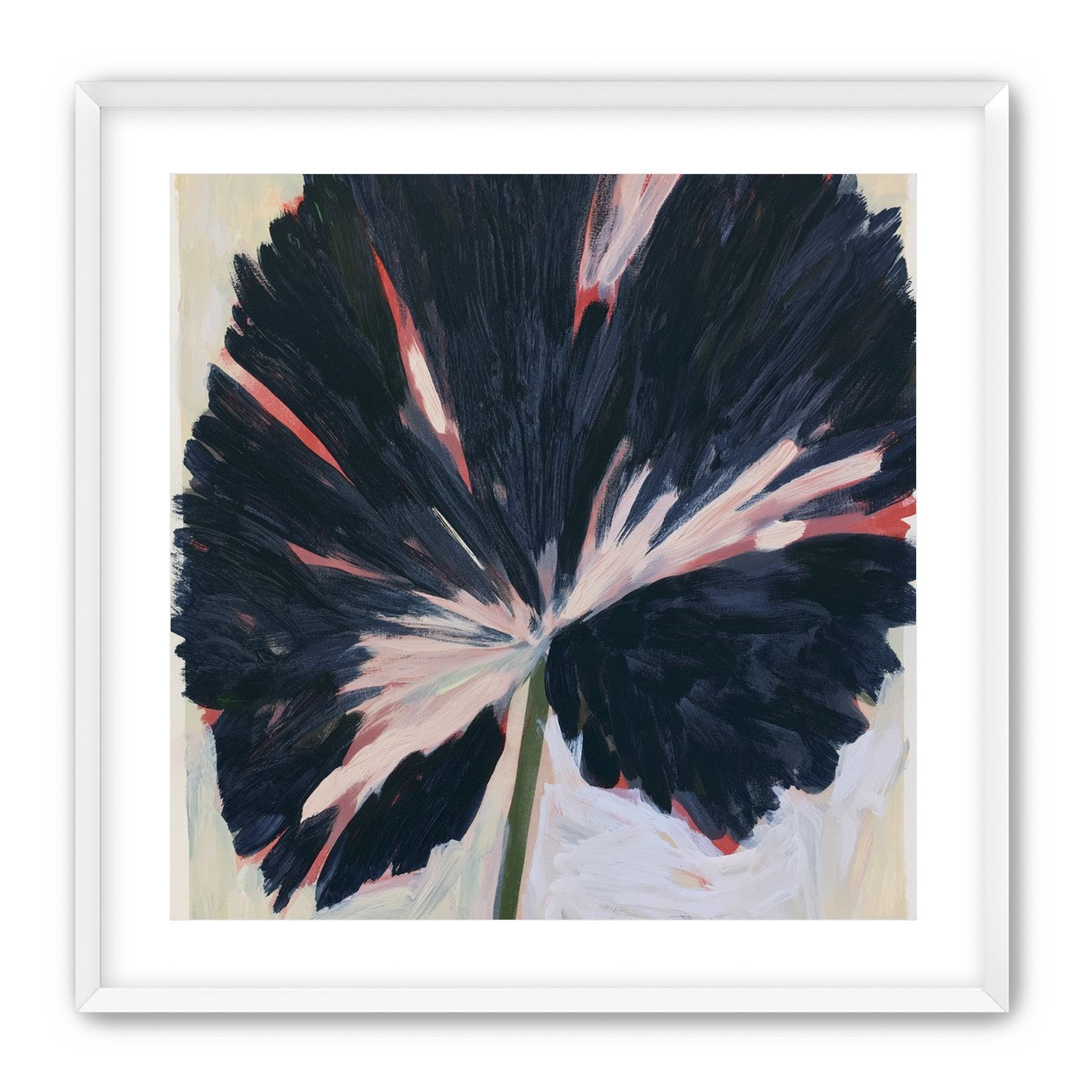 Dark petals across pale ground