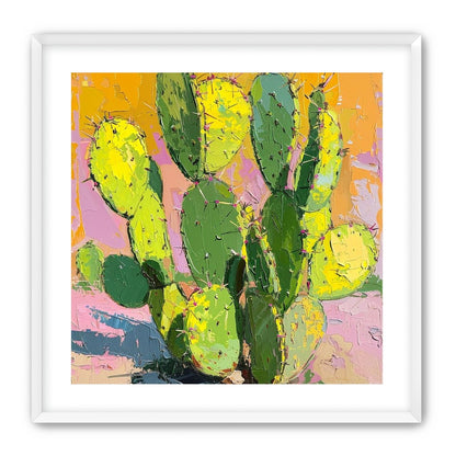 Thick paint on cactus pads