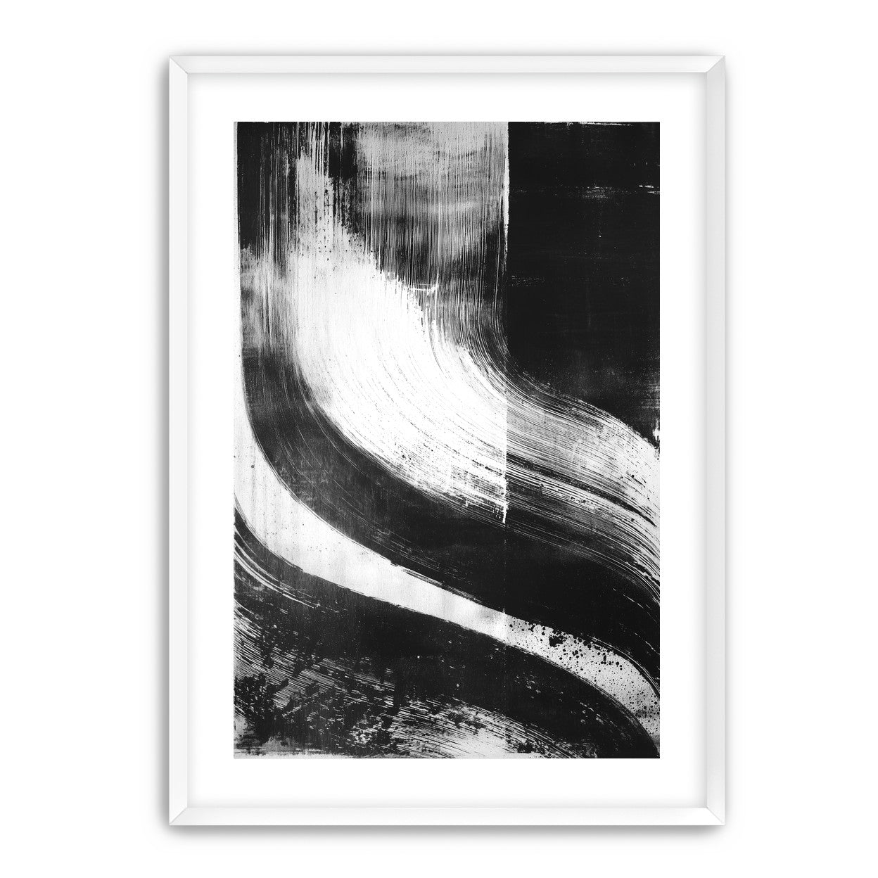 Scraped arcs in black ink