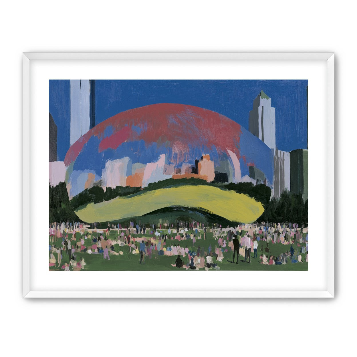 Crowd beneath the curved pavilion