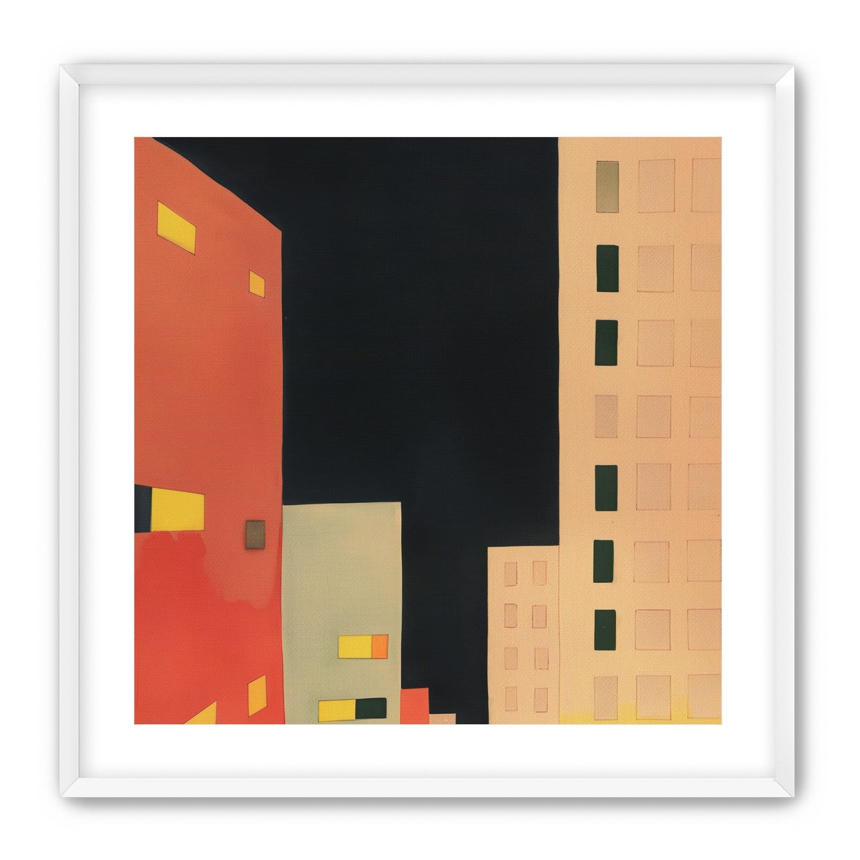 Lit windows in black sky