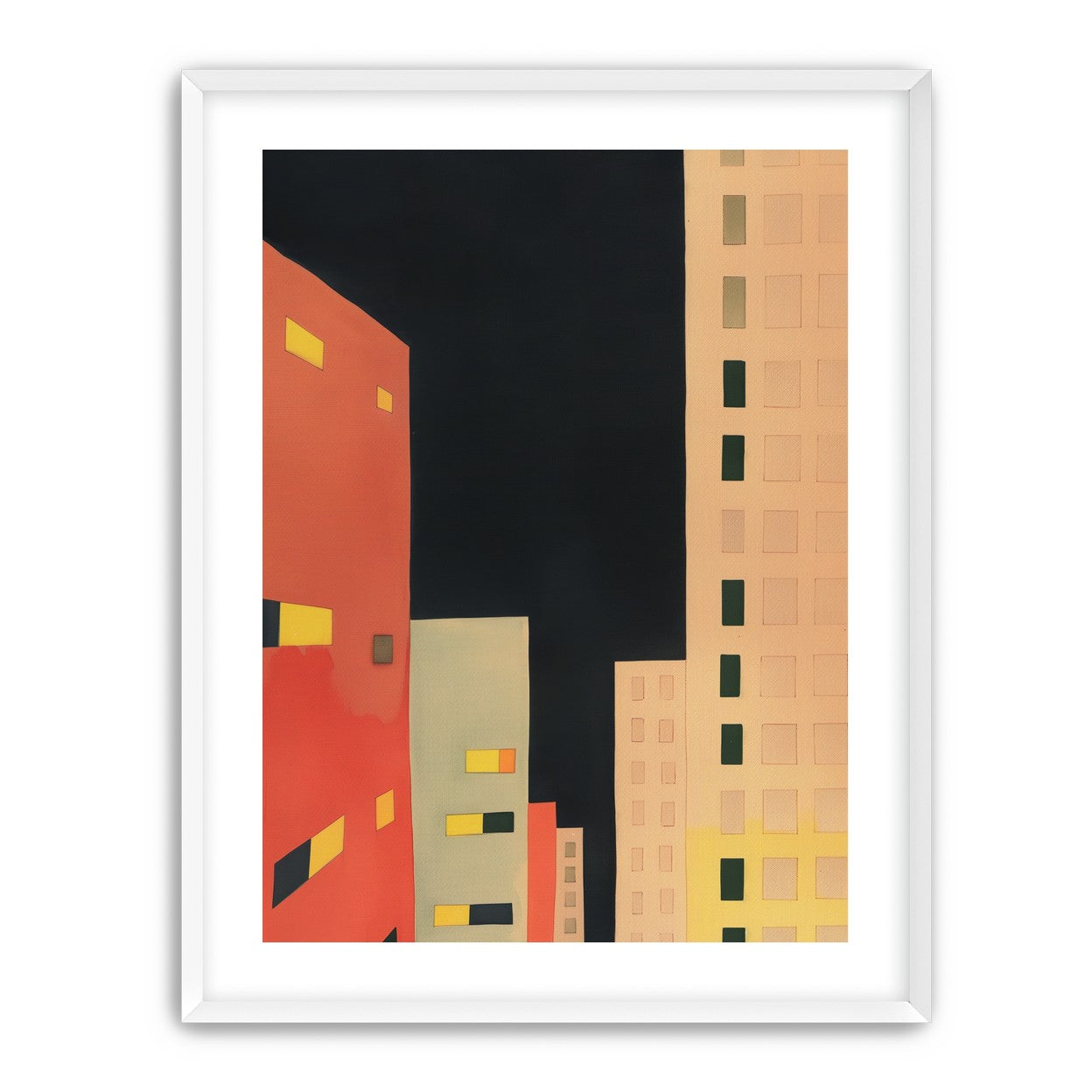 Lit windows in black sky