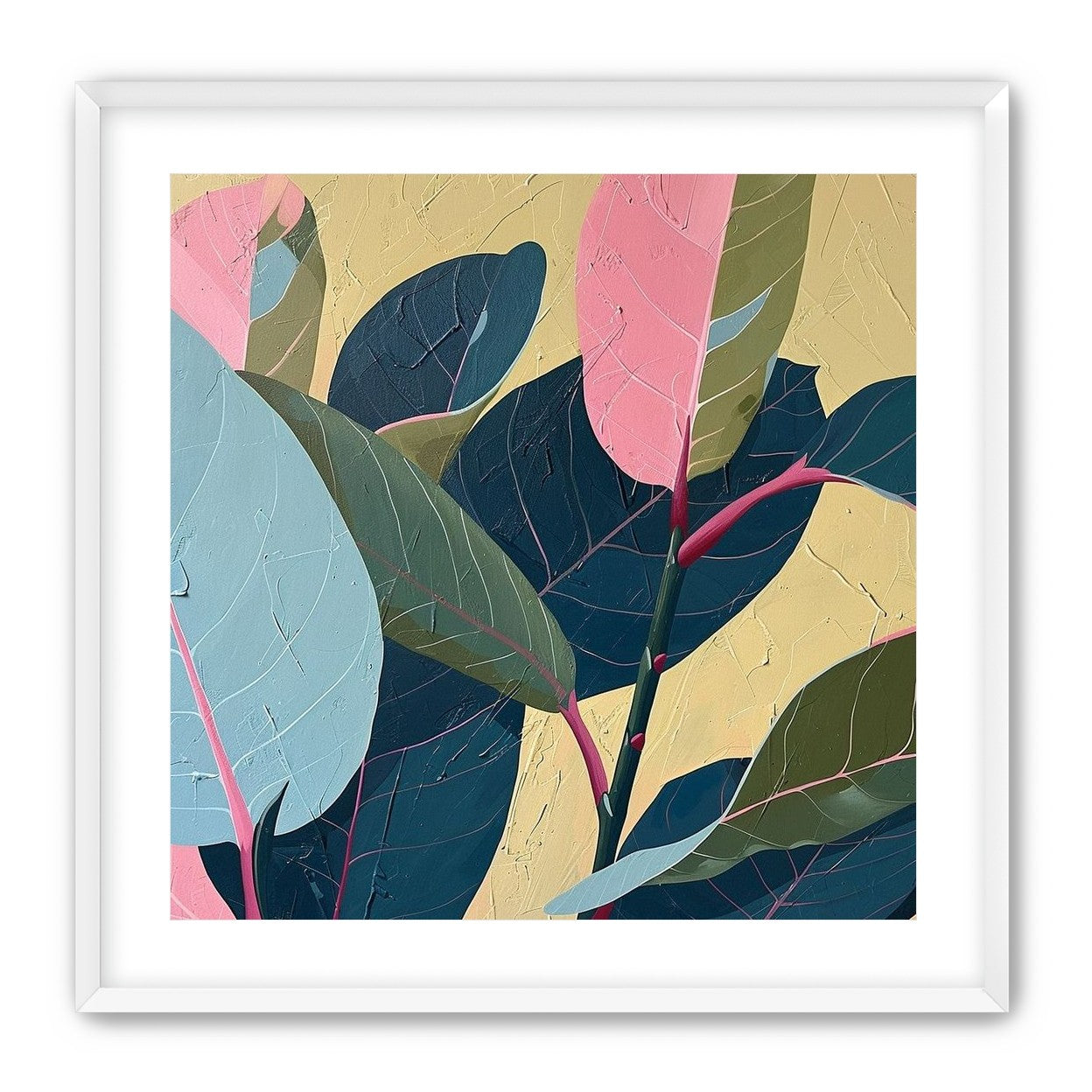 Leaves on cracked plaster