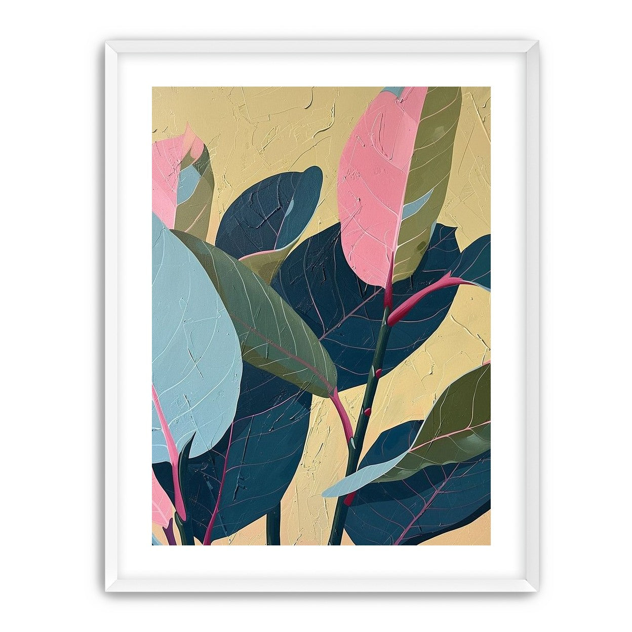 Leaves on cracked plaster
