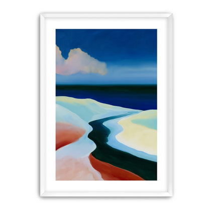 Deep blue over pale dunes
