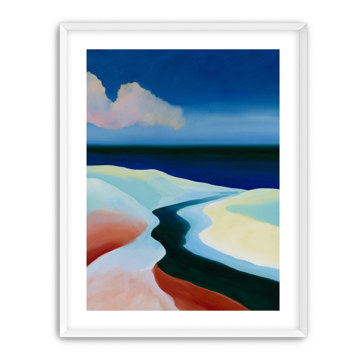 Deep blue over pale dunes