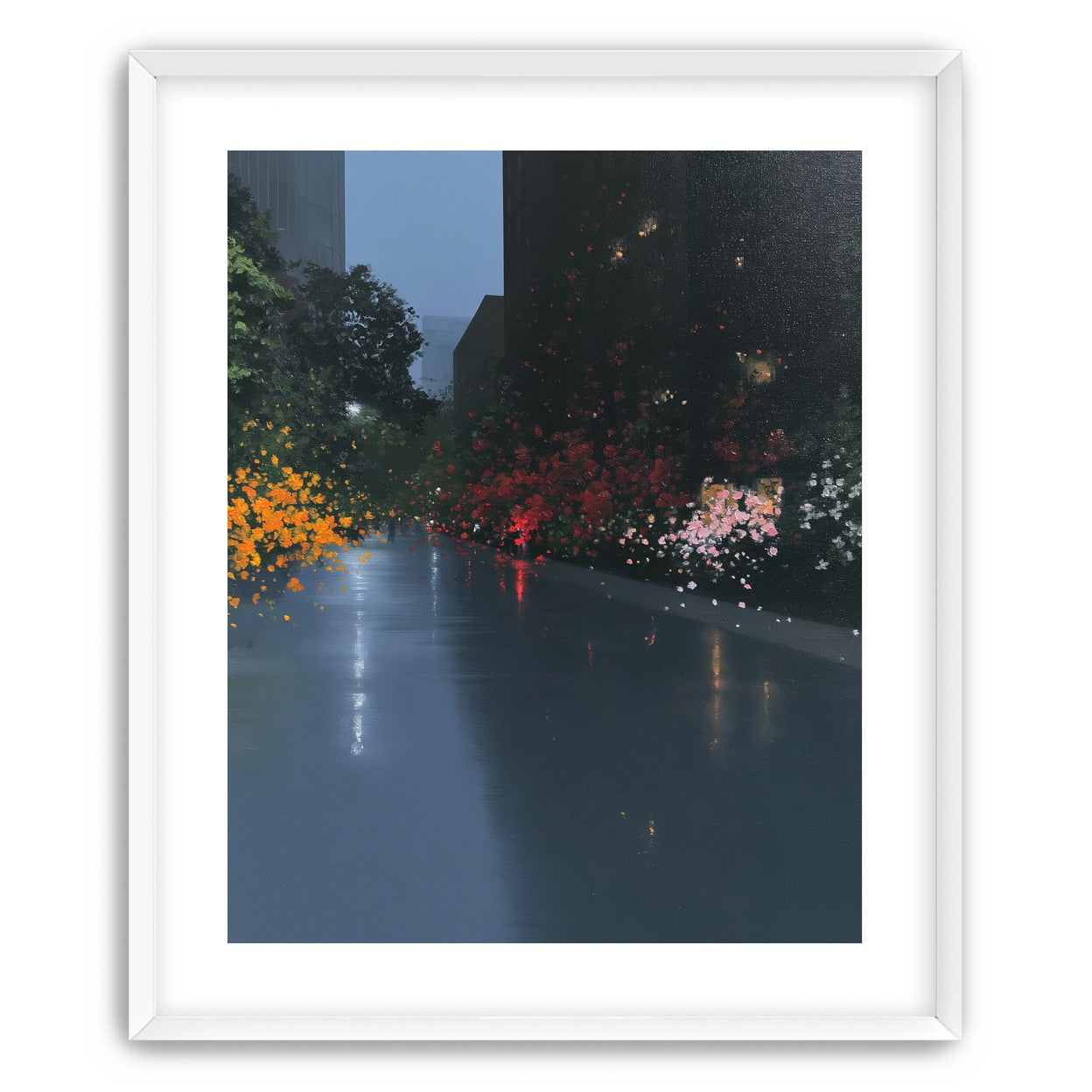 Rainlight on the flowered street