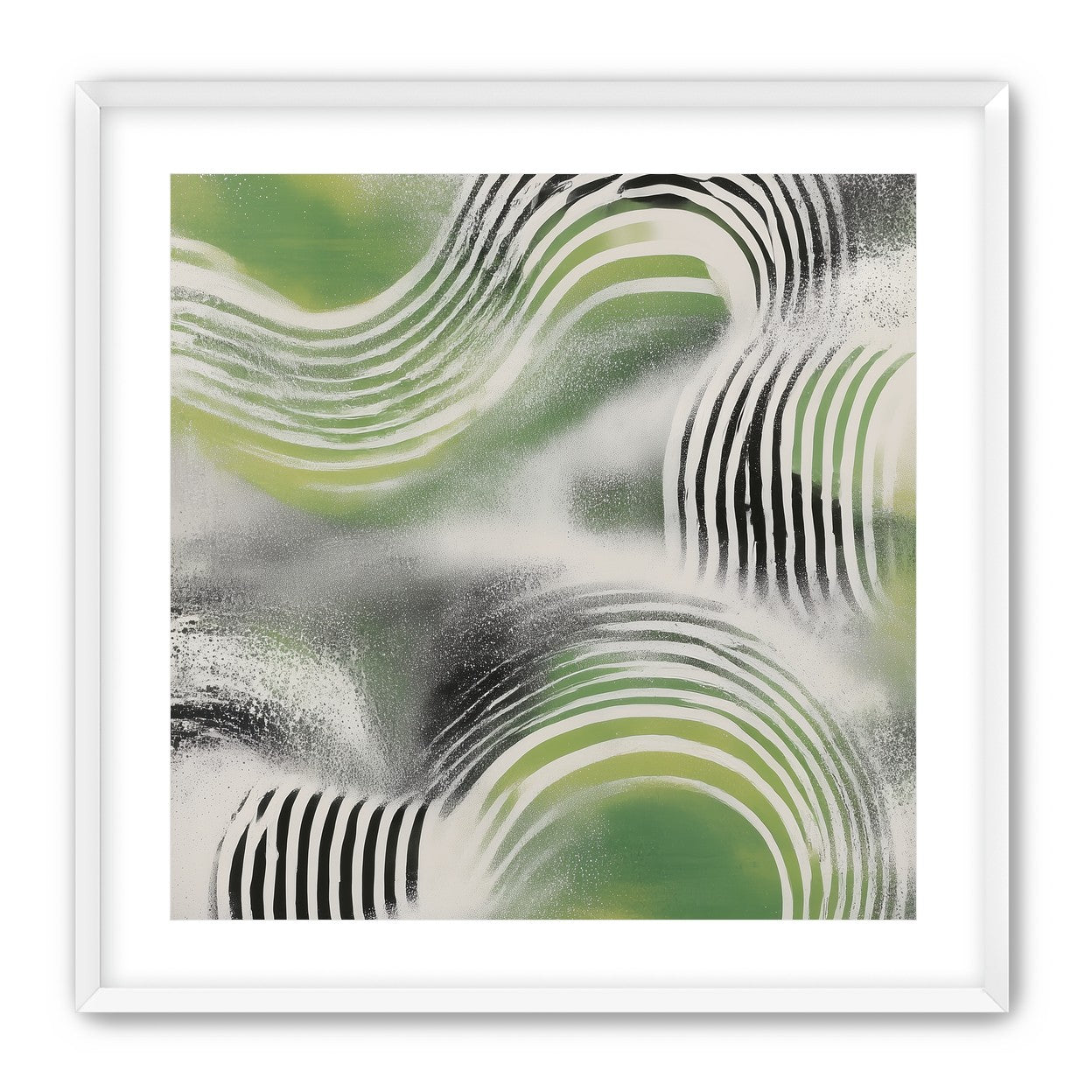 Sprayed green under stripes
