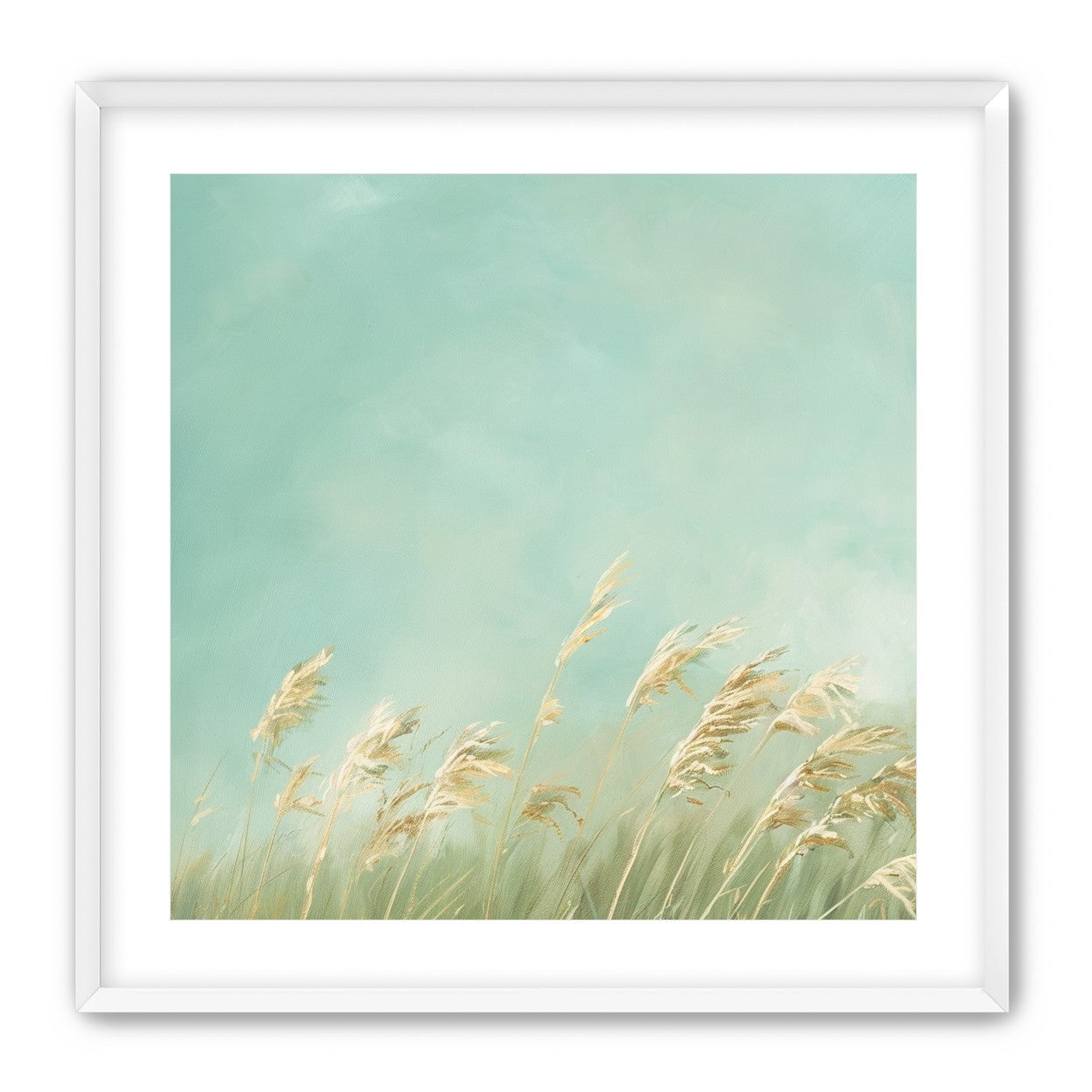Turquoise sky over pale grass
