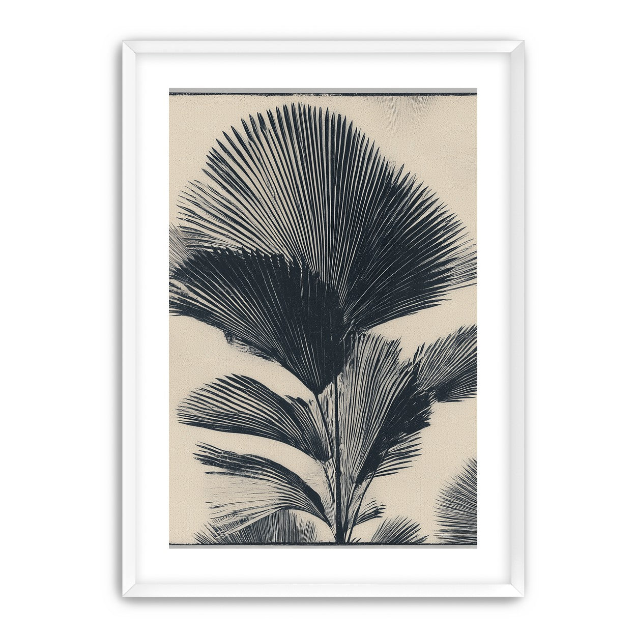 Palm fronds in black ink