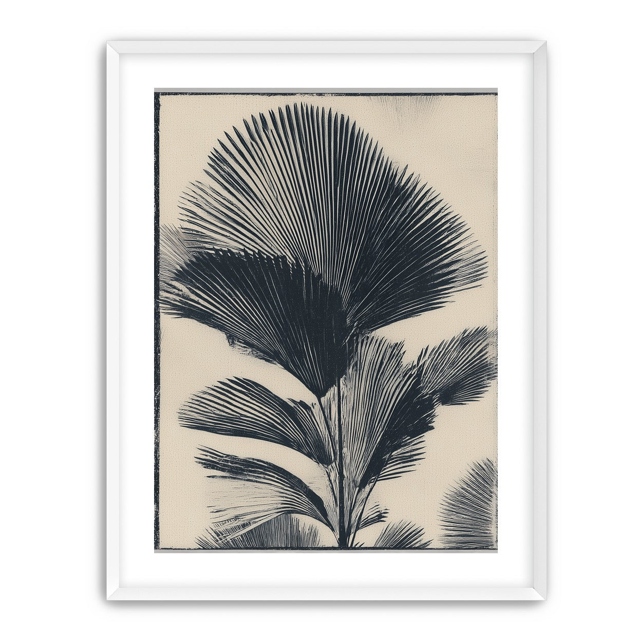 Palm fronds in black ink