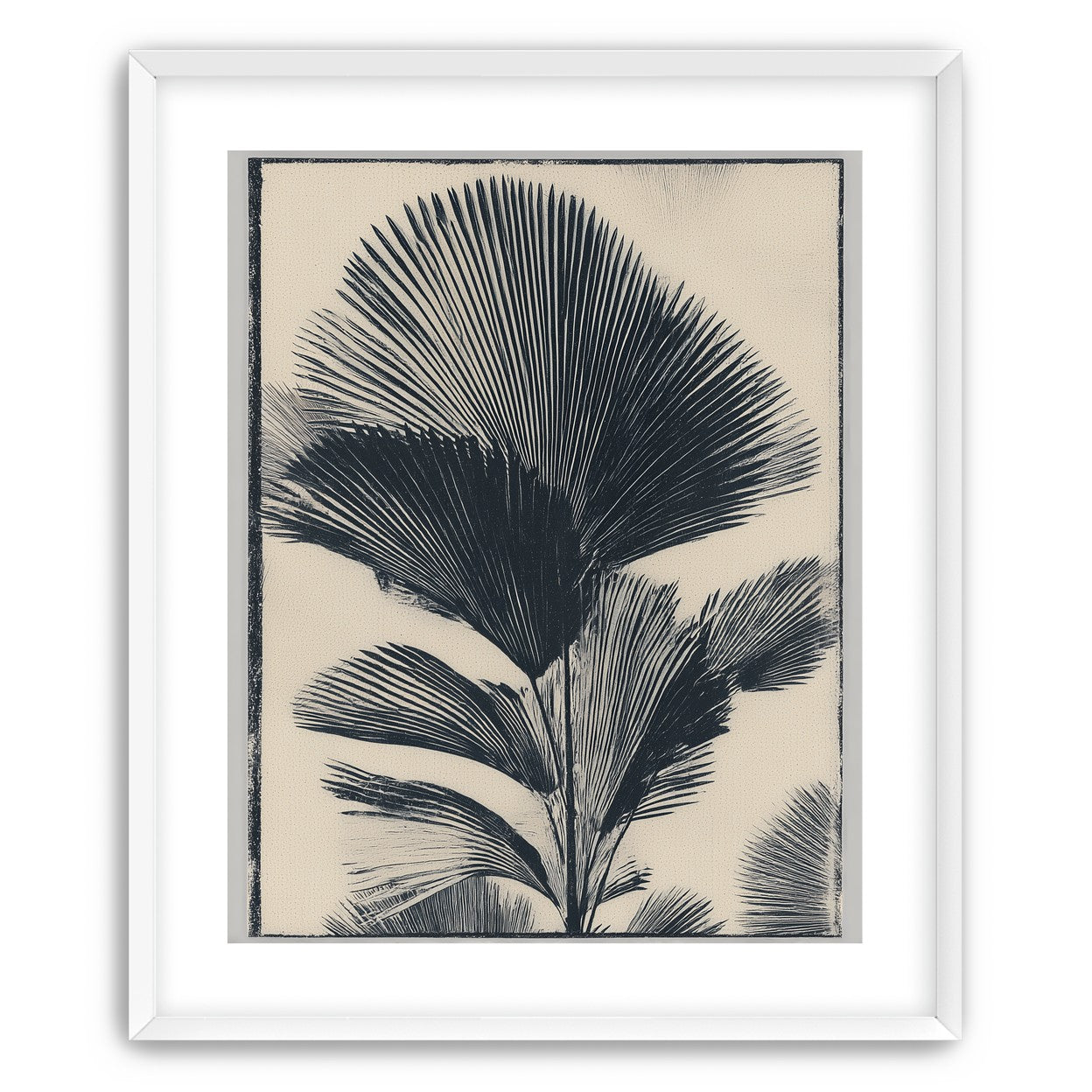 Palm fronds in black ink