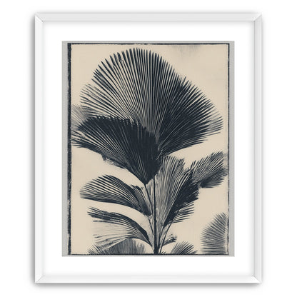 Palm fronds in black ink