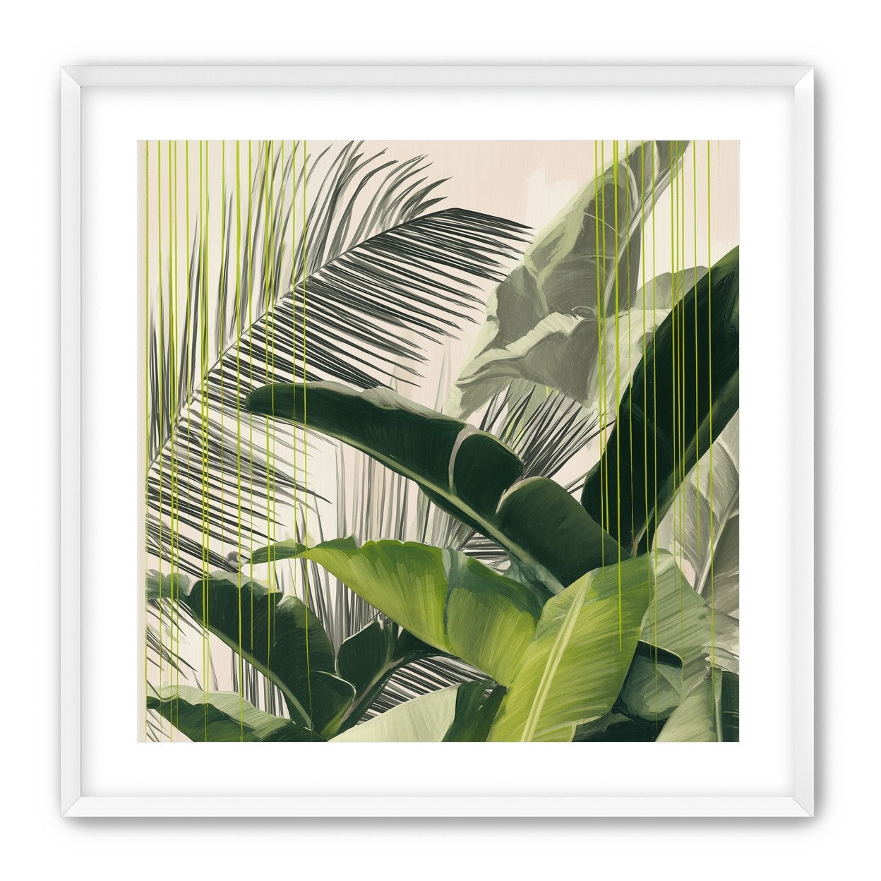 Green drips over palms
