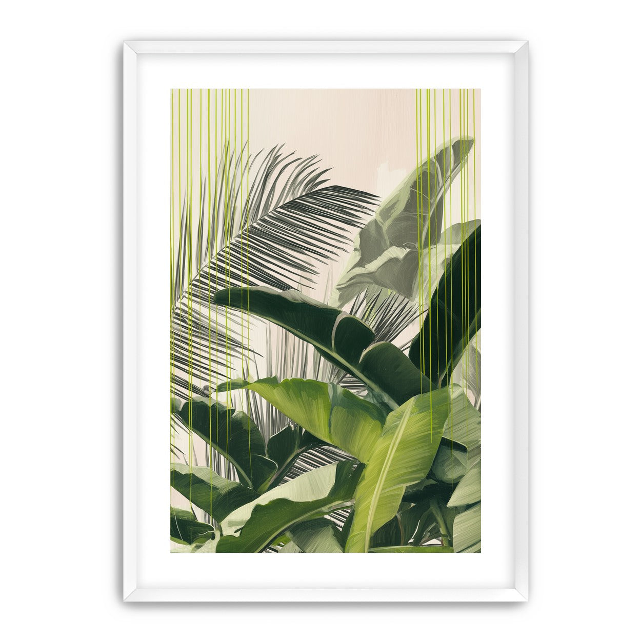 Green drips over palms