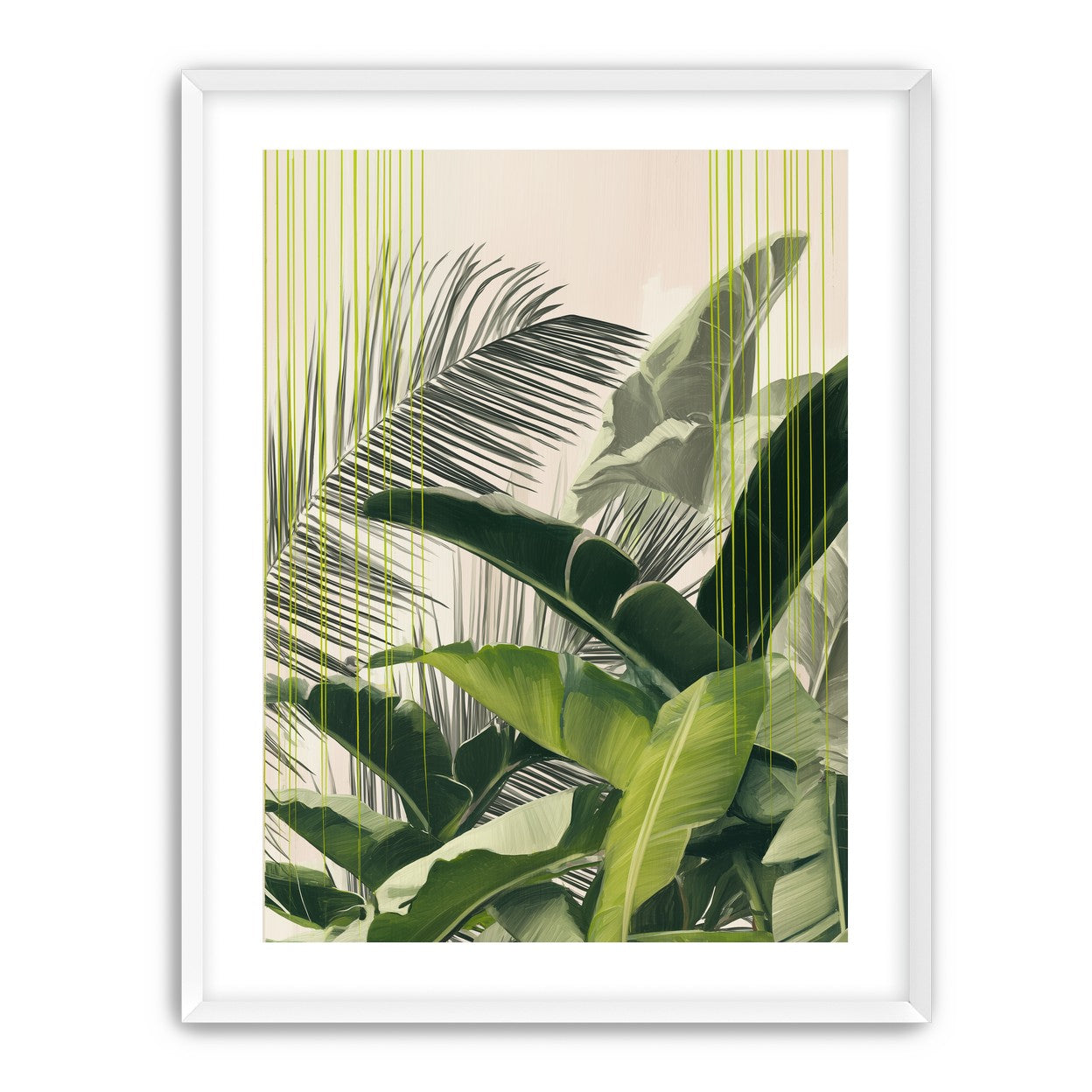 Green drips over palms
