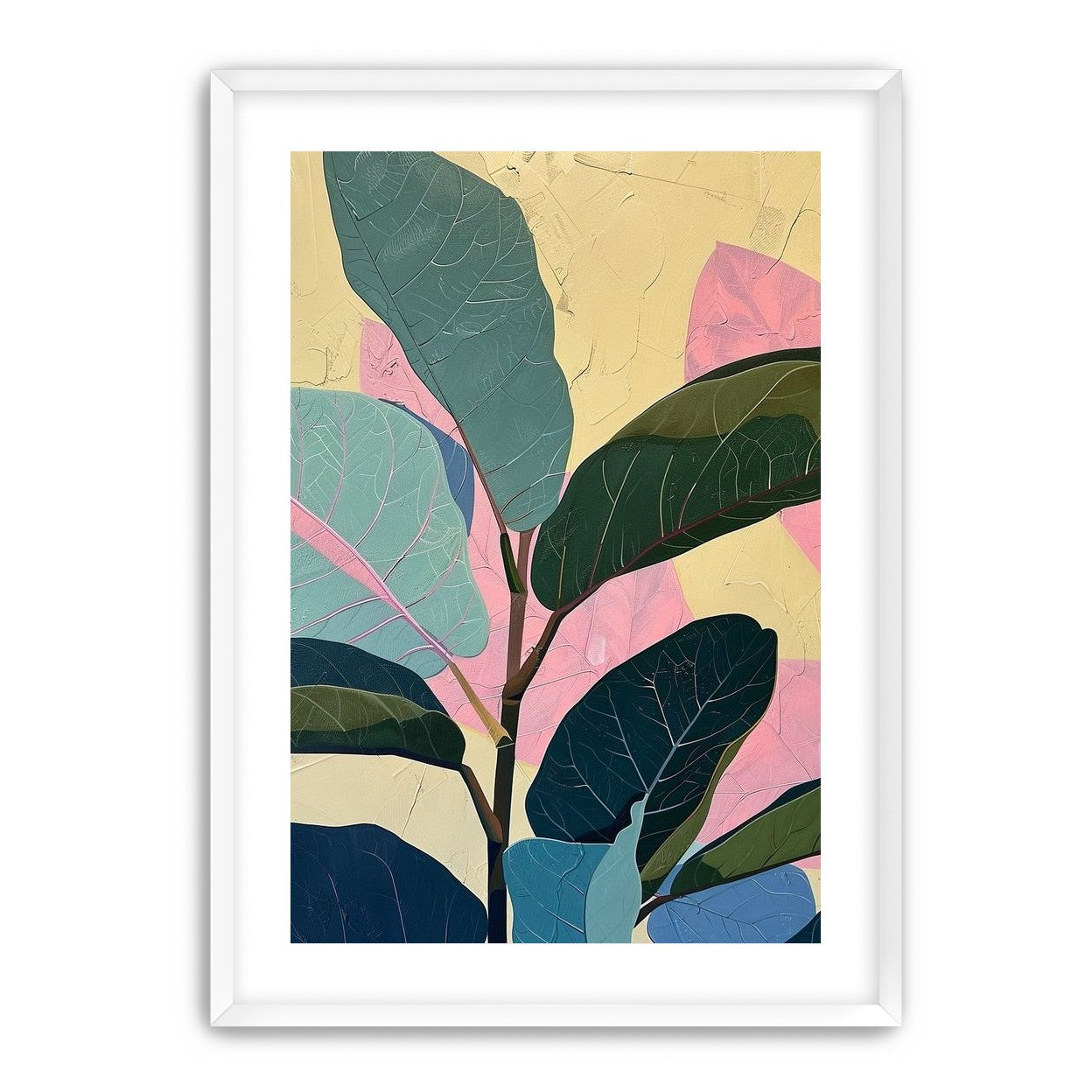 Leaves leaning into pink light