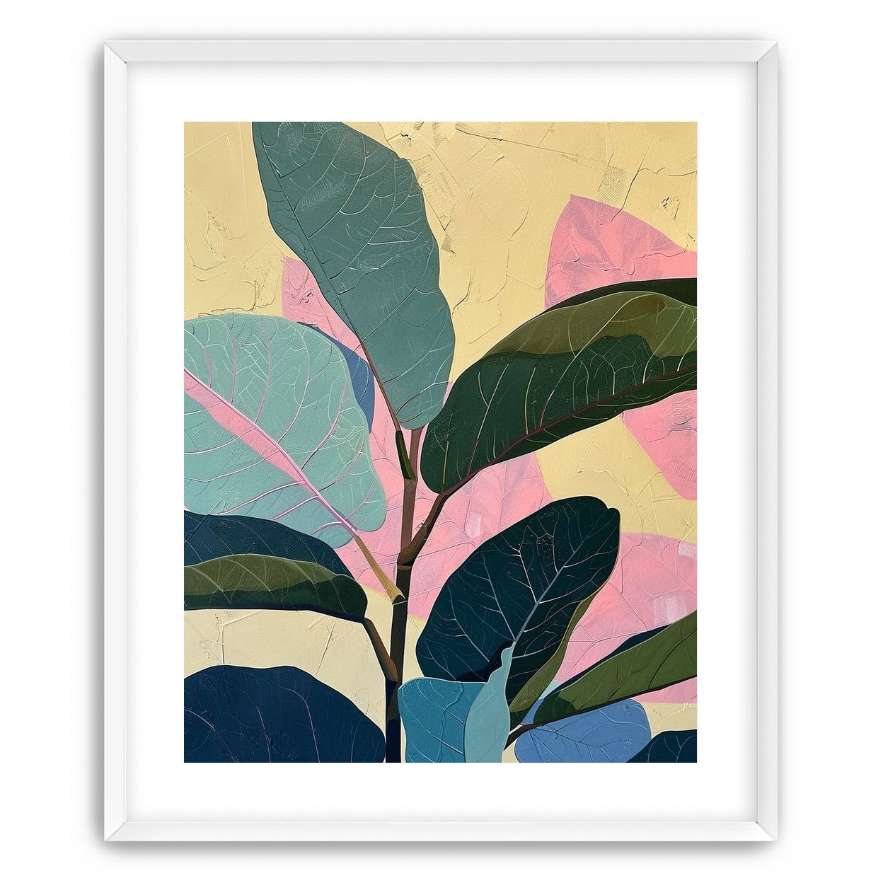 Leaves leaning into pink light