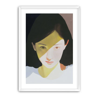 Yellow light across her face