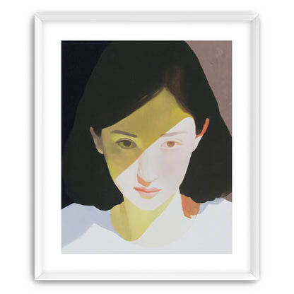 Yellow light across her face