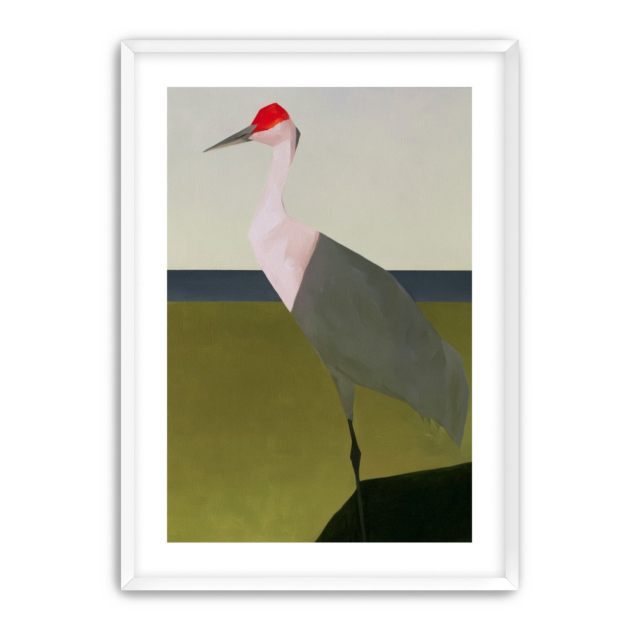 Red crown crane at the shore