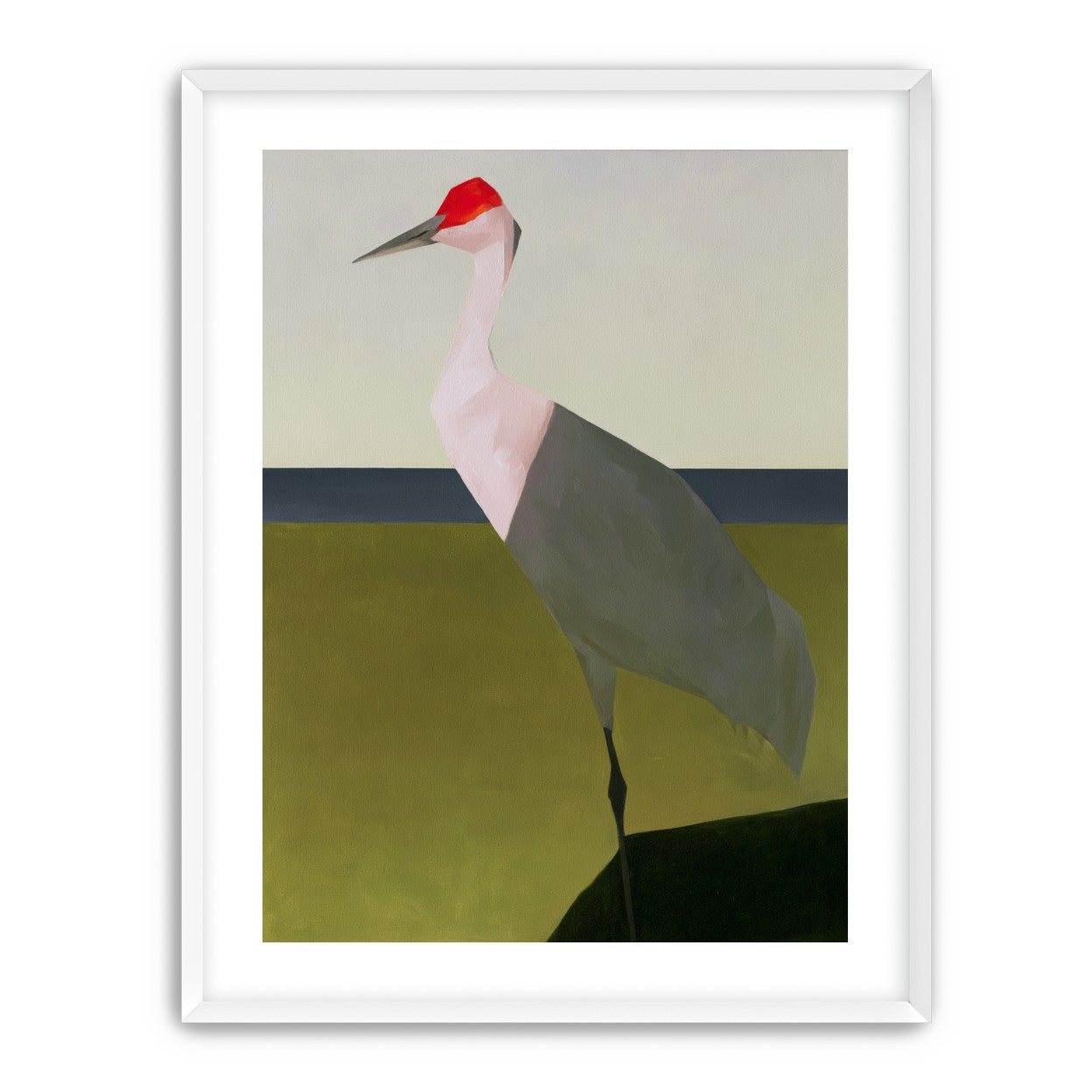 Red crown crane at the shore
