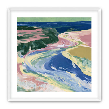 River bend in pink fields