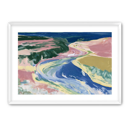 River bend in pink fields