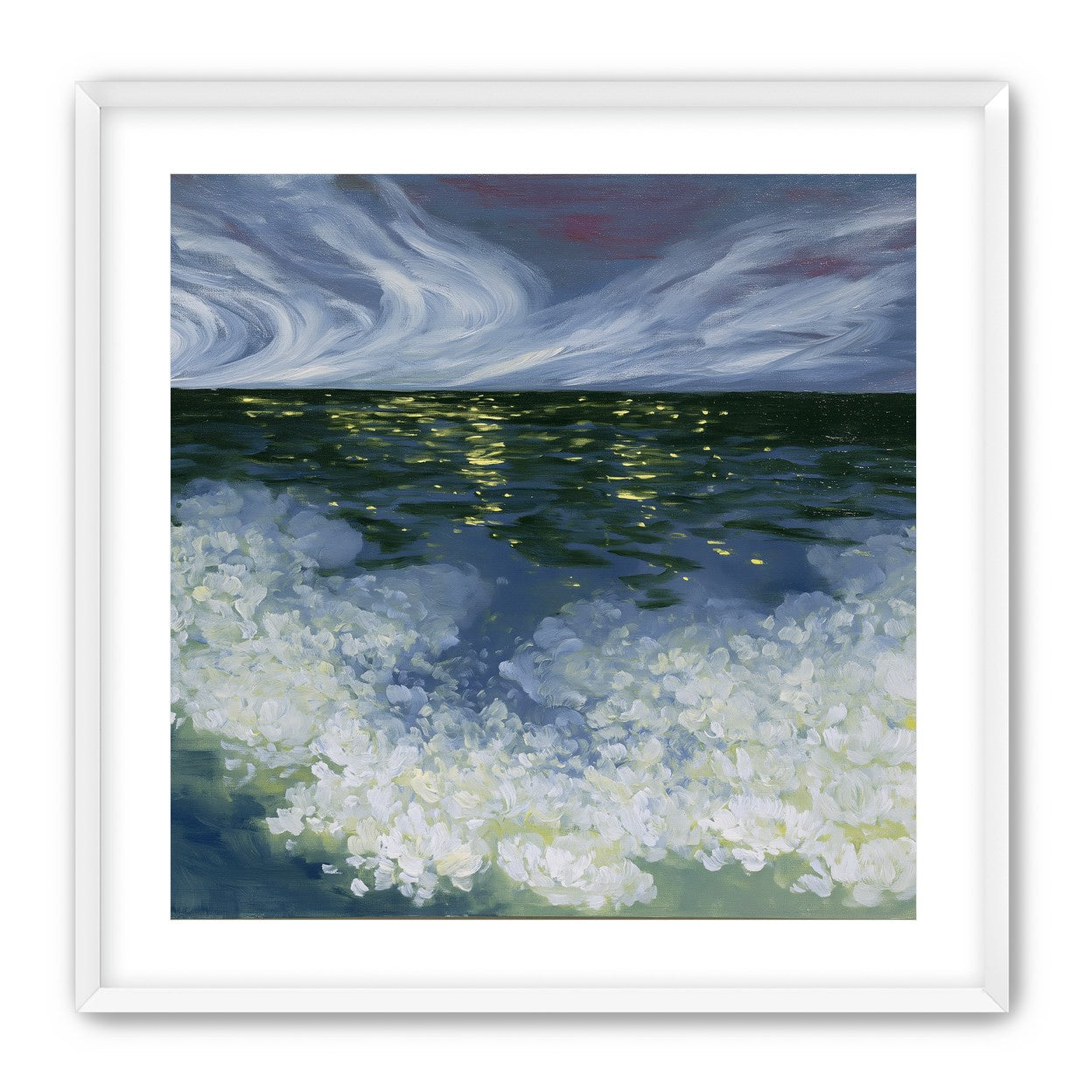 Foam and starlight at sea