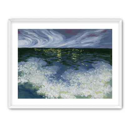 Foam and starlight at sea