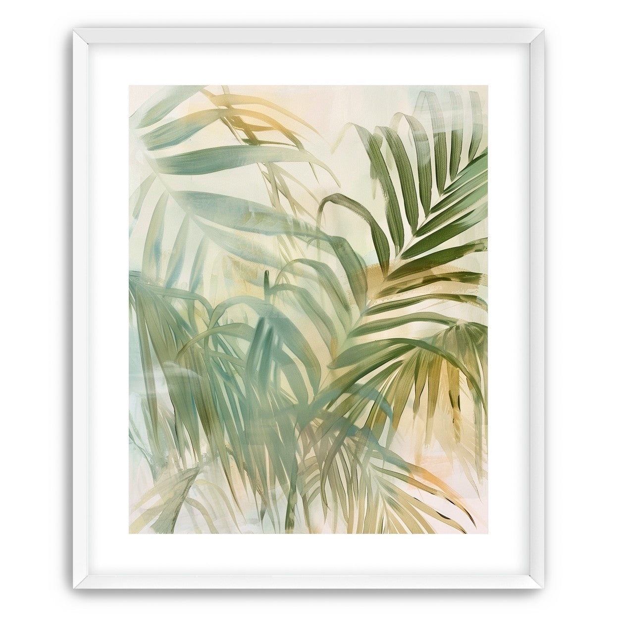 Palm leaves in pale wash
