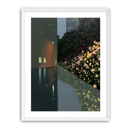 Flowers beside the wet wall