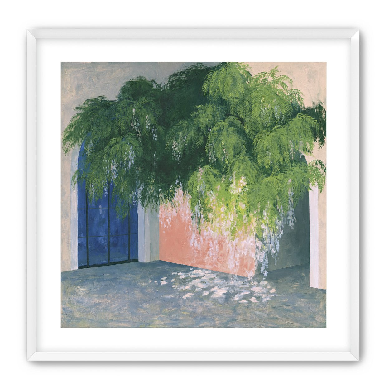 Blossoms over the blue door