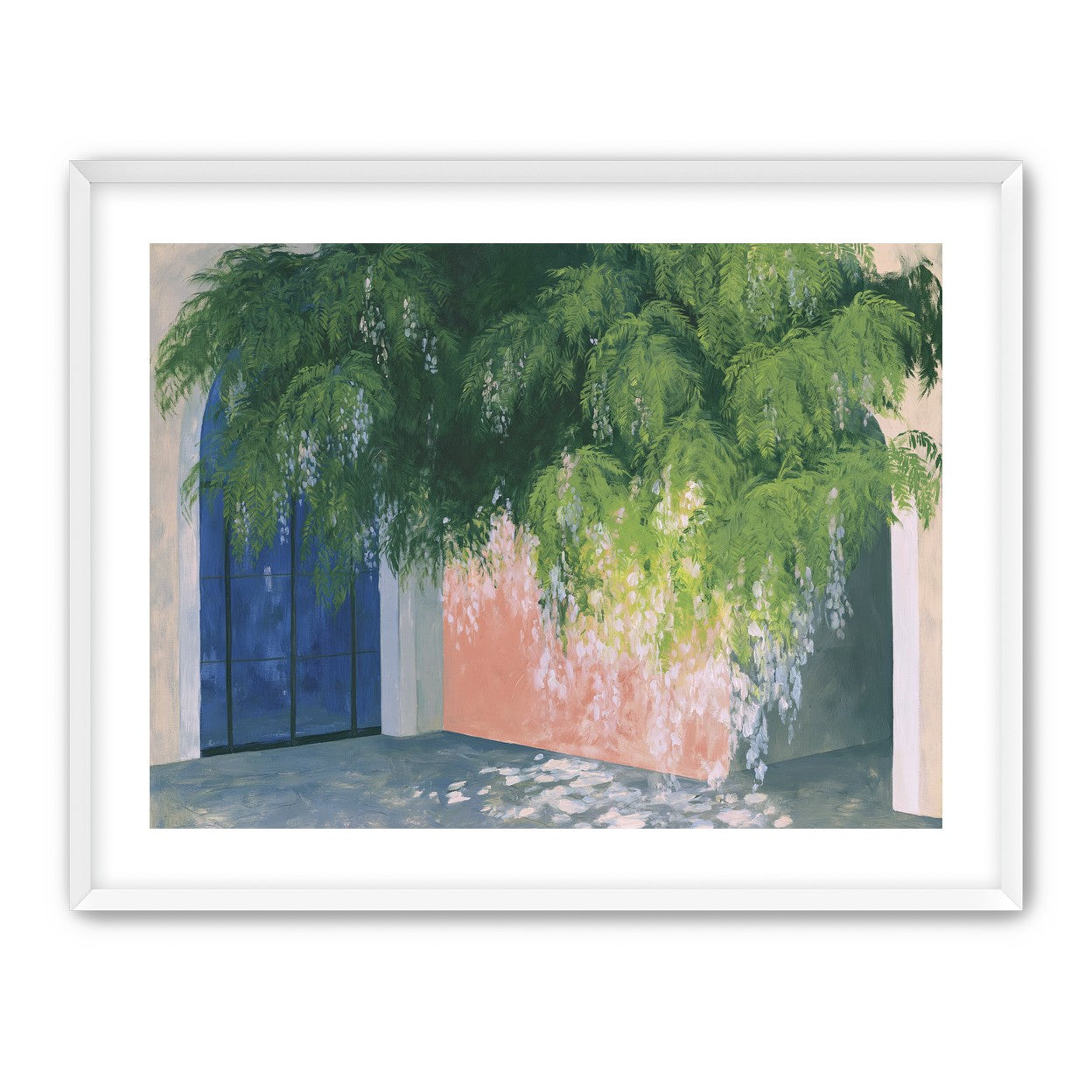 Blossoms over the blue door