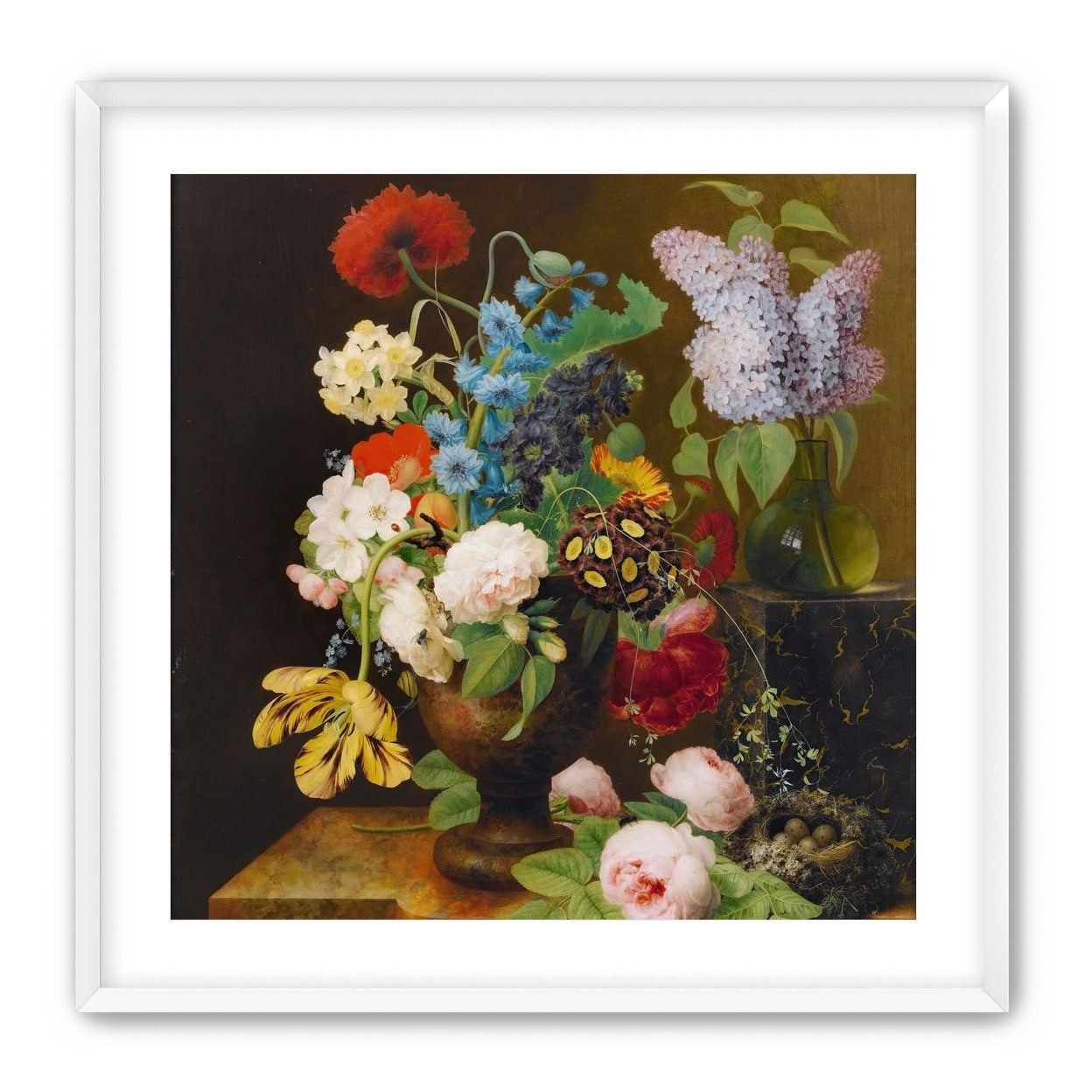 Fallen roses by the nest