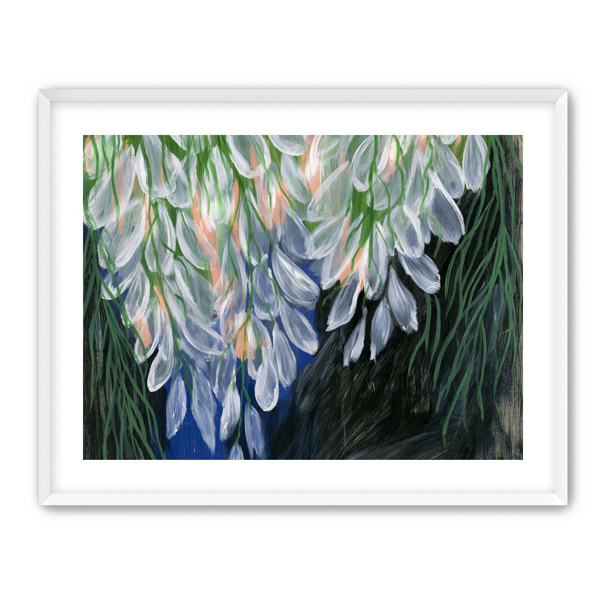White petals over deep green