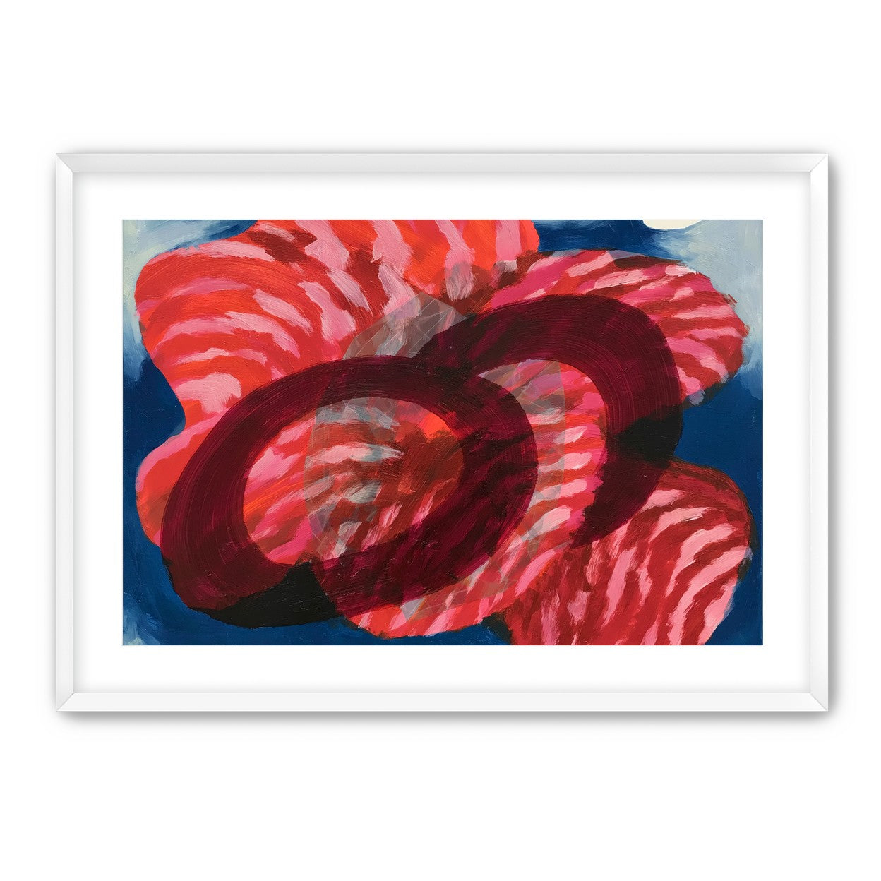 Red stripes pressing through blue