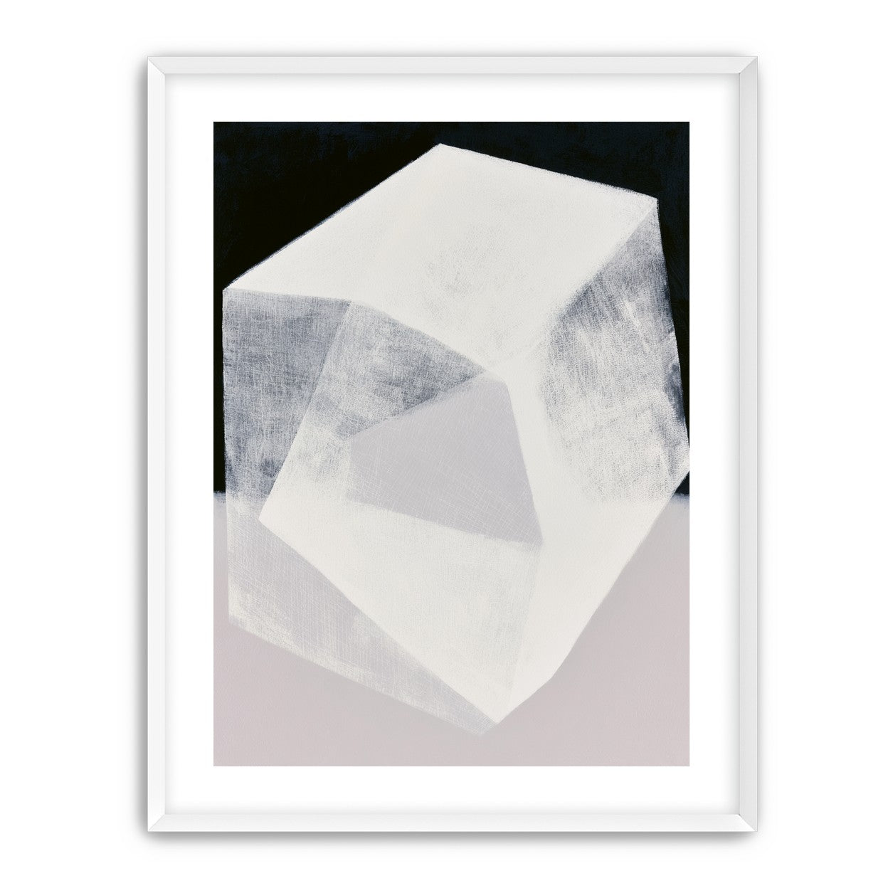 Milkwhite facets in deep black
