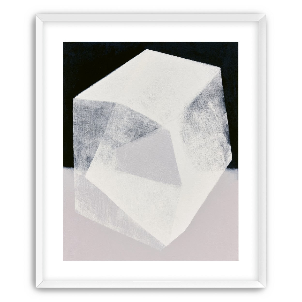 Milkwhite facets in deep black