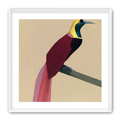 A bright bird on a branch