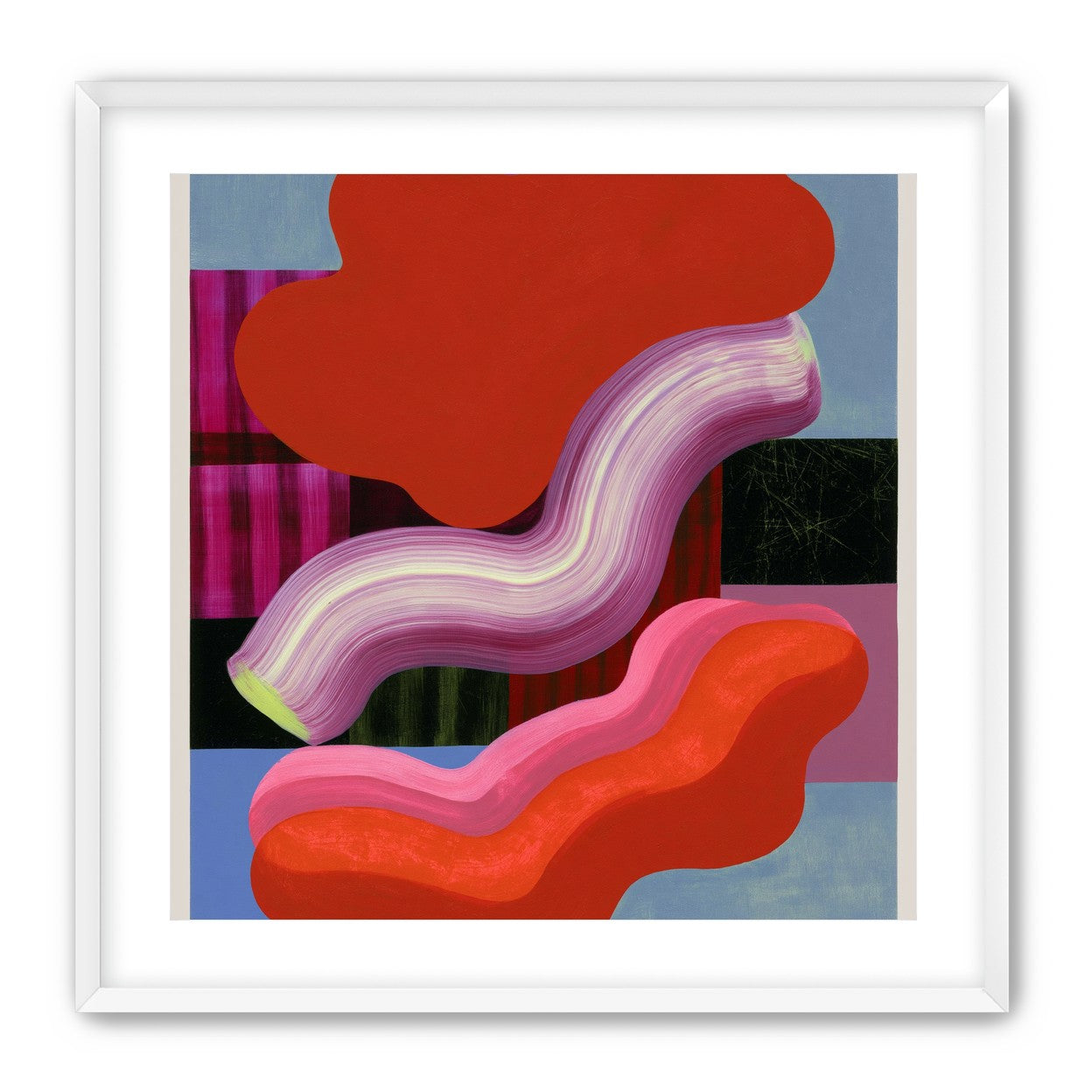 Layered red forms on grid
