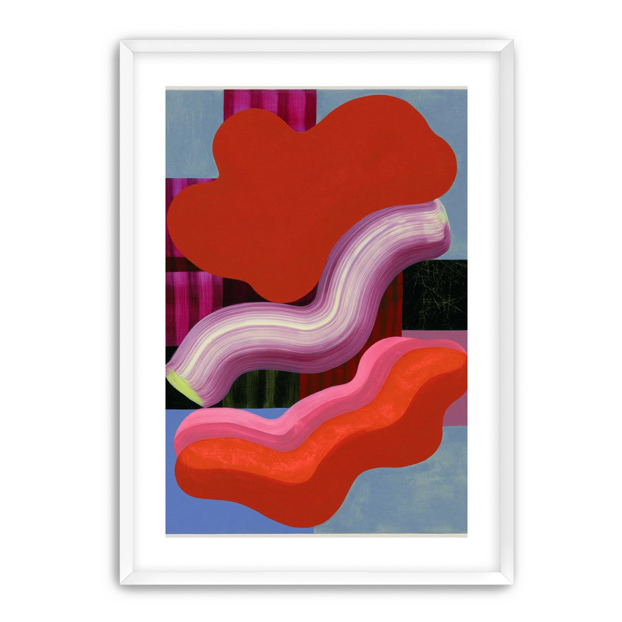Layered red forms on grid