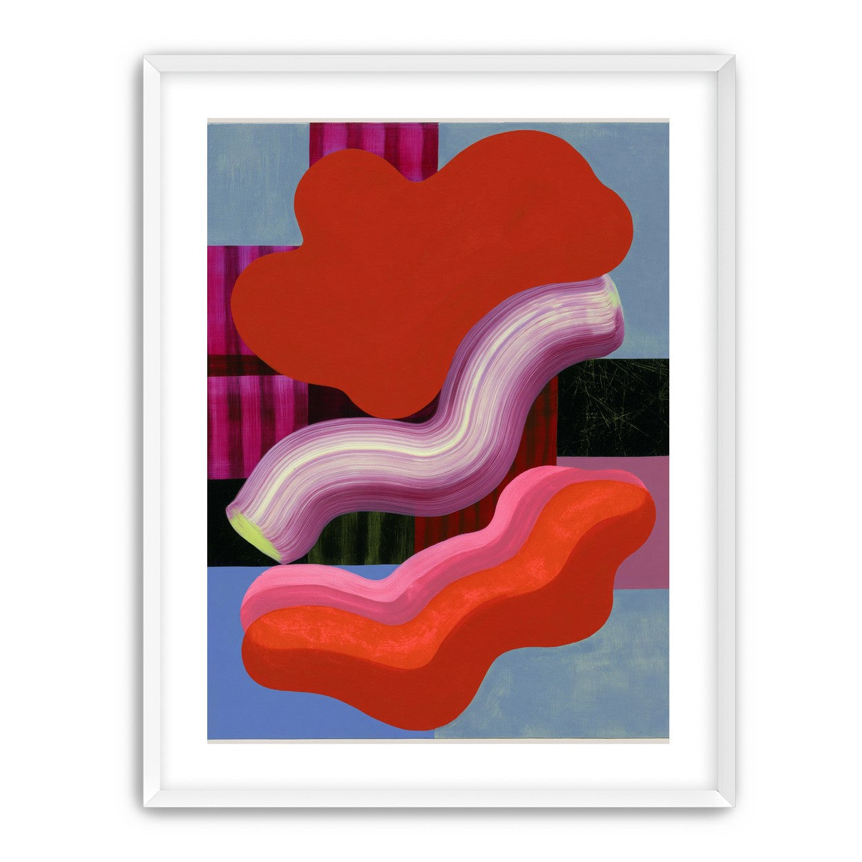 Layered red forms on grid
