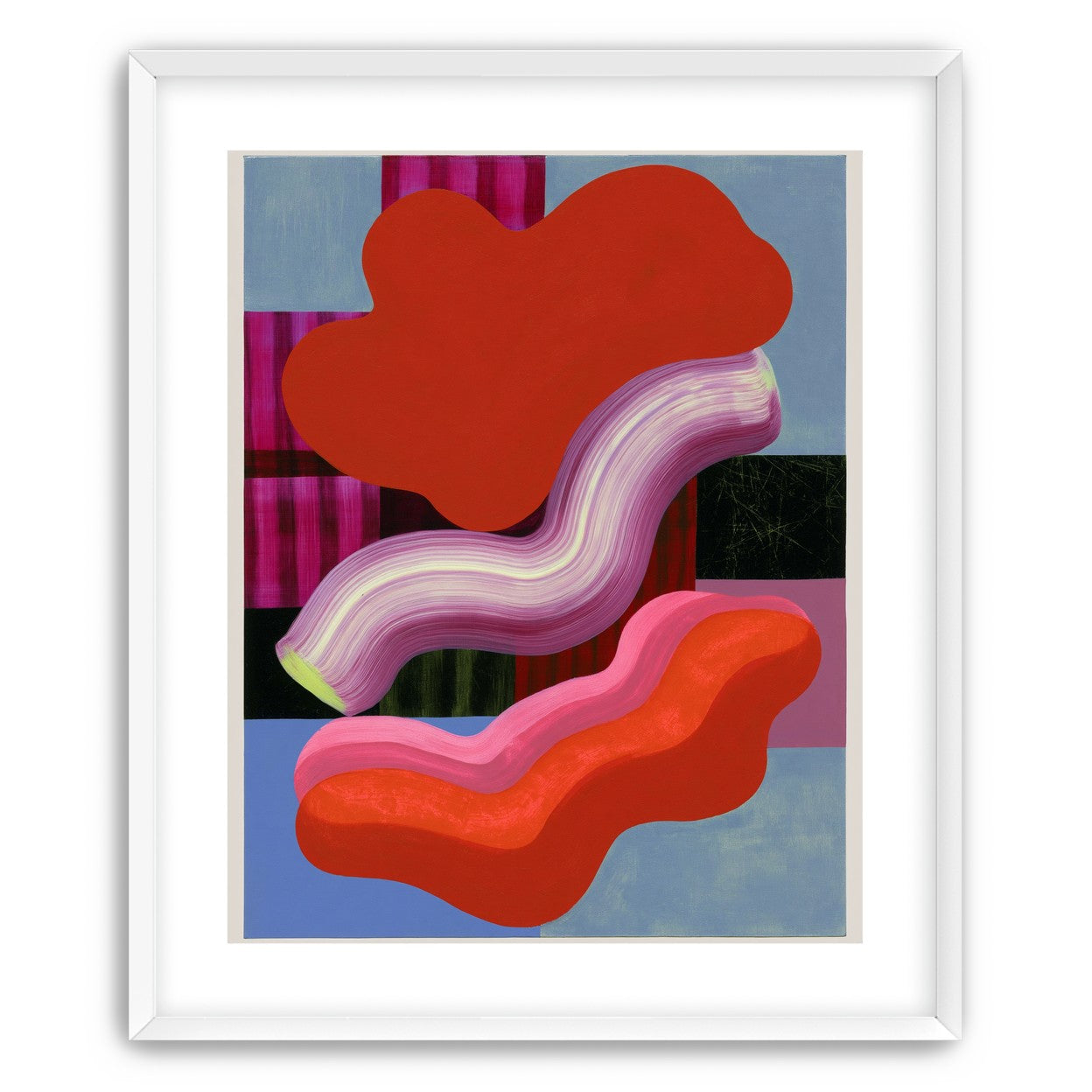 Layered red forms on grid