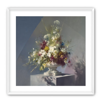 White urn within angled light