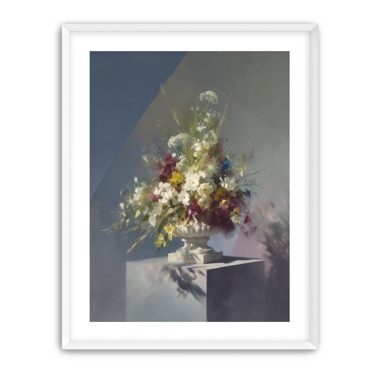 White urn within angled light