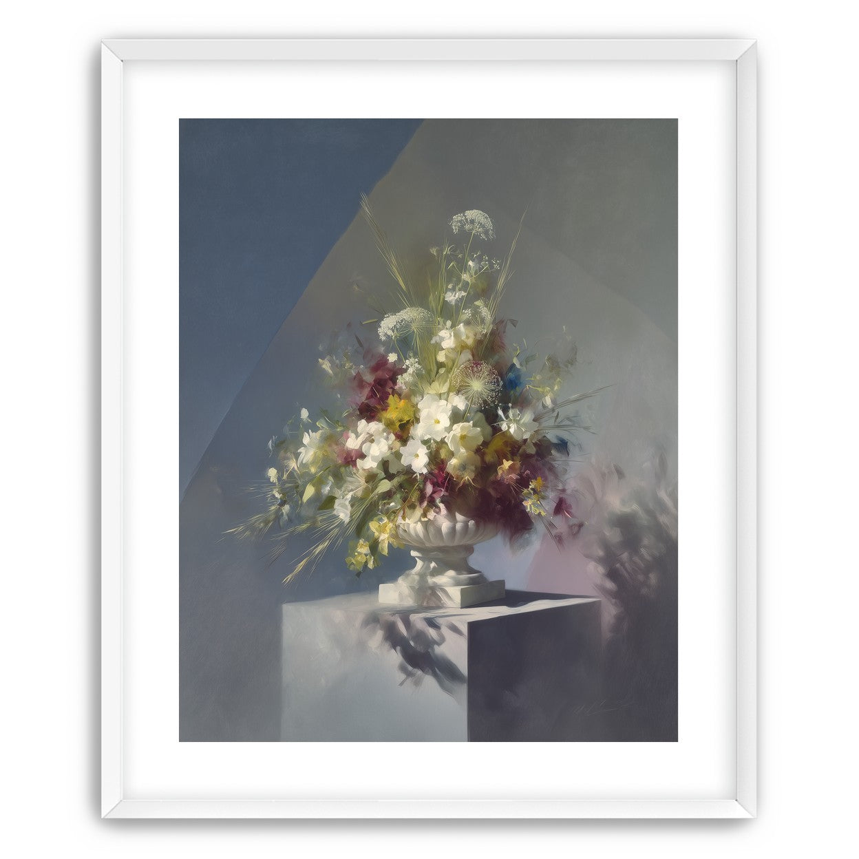 White urn within angled light